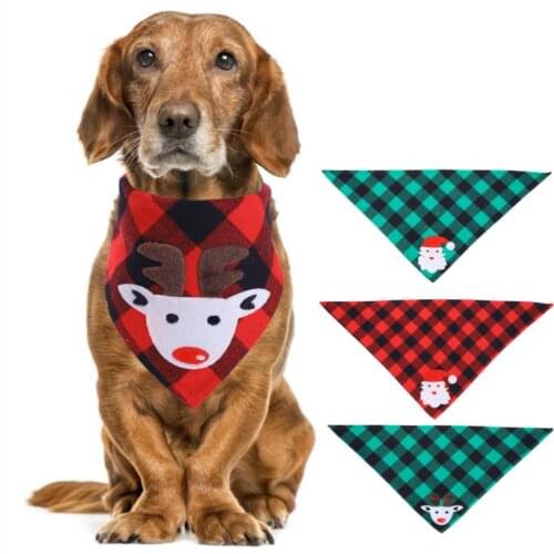 Pet Neckerchief Scarf Waterproof Christmas Cat dog bandana Bibs Scarf Collar Pet saliva towel cotton triangle towel