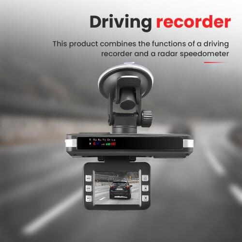 VG1 Car Dash Cam Radar Detector 2.0 inch DVR Dash Cam with 24 Hour Parking Monitor Night Vision English Russian Voice Alarm