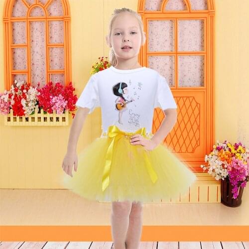 Promotion Tulle Yellow Skirt Girls White Shirt Dance Skirt Tutus Fluffy Short Summer Skirt Girl Kids Tutus girls Skirts for teen