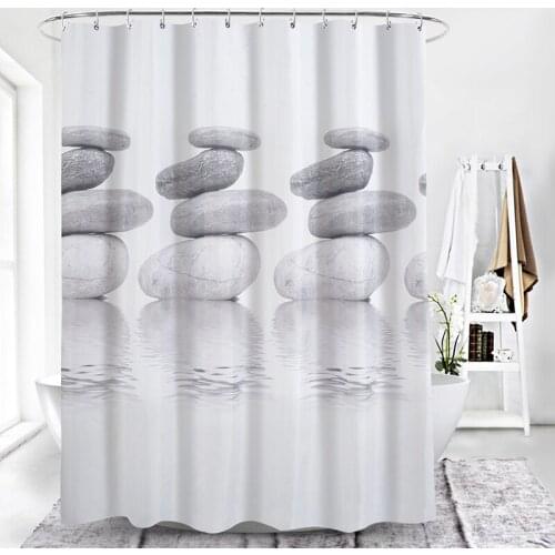 Shower Curtain Pebble Printing Bathroom Curtain With Hooks Thicken Waterproof Mildew Proof Shower Curtains Bathroom Products