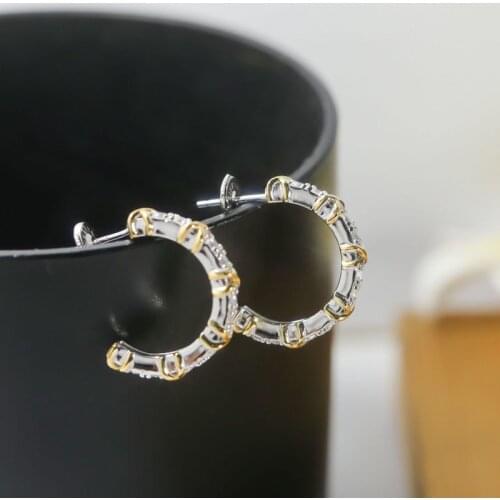 SLJELY High Quality Fashion Real 925 Sterling Silver Crossed Square Zircon Earrings Women Luxury Brand Party Jewelry