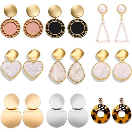 Fashion Oversize Dangle Drop Korean Earrings For Women Round Heart Irregular Geometric Earring 2019 Wedding Jewelry