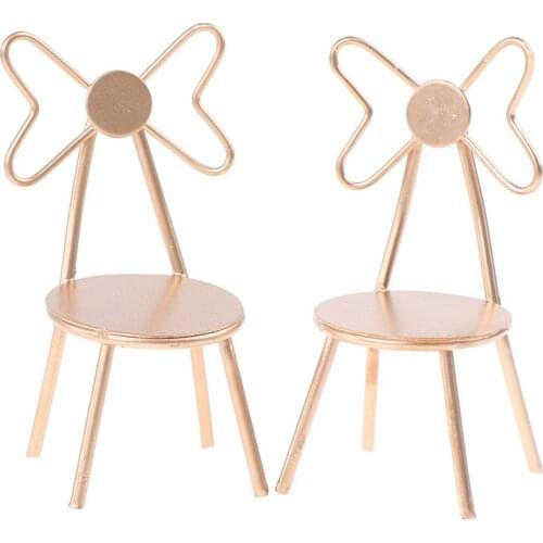 1:12 Dollhouse Miniature Metal/Wooden Chair Back Chair Butterfly Chair Doll Chair Toy