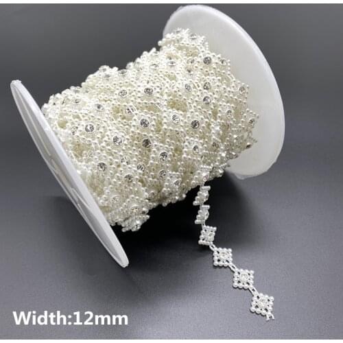 1Yards Chain Pearl Crystal Jewelry Chain Sew On Trims Wedding Dress Costume Applique Jewelry Making DIY Accessories #03
