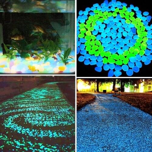 100pcs Glow In The Dark Pebbles Garden Decoration Luminous Stone Garden Fish Tank Aquarium Lawn Yard Landscape Luminous Stone