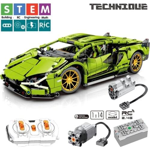 Rc Technic Car Building Block Racing Vehicle Green Super Sport Simulation Model Bricks Car Toys Birthday Gift For Boy