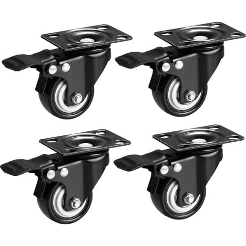 2 inch Heavy Duty Universal Swivel Plate Casters PU Quite Mute No Noise Castors Markless Wheels Double Bearings and Locks