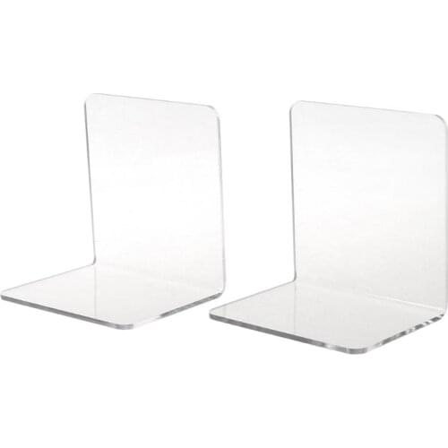 2Pcs Clear Acrylic Bookends L-shaped Desk Organizer Desktop Book Holder School Stationery Office Accessories Dropshipping