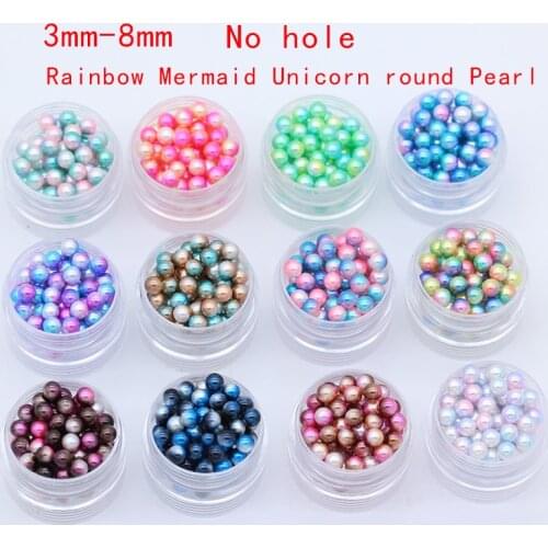3/4/5/6/8//10mm No holes ABS Spacer Beads Imitation Laser Pearls Round Loose Beads For Jewelry Making DIY Garment Pearls Beads