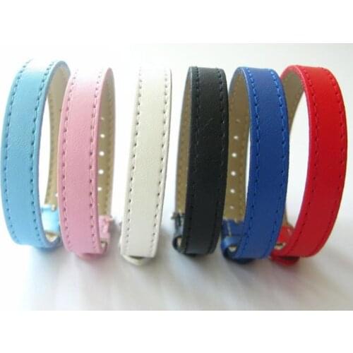 50PCS 10MM Artificial Leather DIY Wristband Bracelets femme Mix Color Slider Charms Leather Bracelet Fit Slide Letters Charms