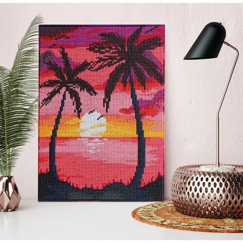 5D Diamond Painting Full Drill DIY Beach Sunset Scenic Rhinestones Pictures Diamond Embroidery Cross Stitch With Frame Gift
