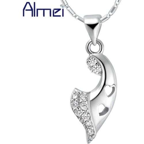 Almei 15%Off Lady Silver Popular Necklace CZ Zircon Jewelry the Suspension Complementos De Mujer Acessorios Para Mulher N706