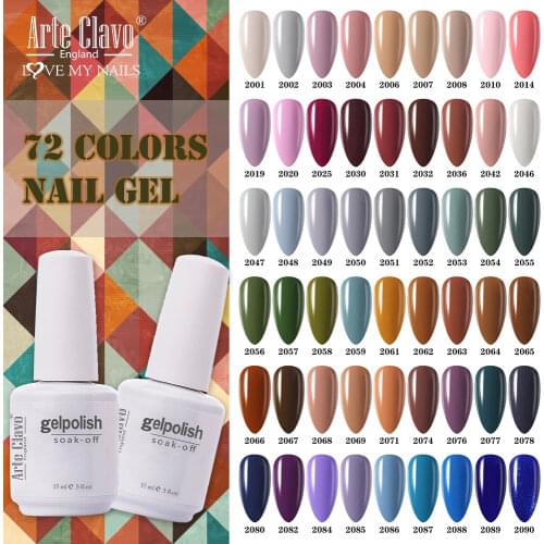 Arte Clavo 15ml Green Red Pink Colors Gel Paints Lacquer Lakiery Hybrydowe DIY Nail Art Glitter Soak Off UV LED Gel Nail Polish