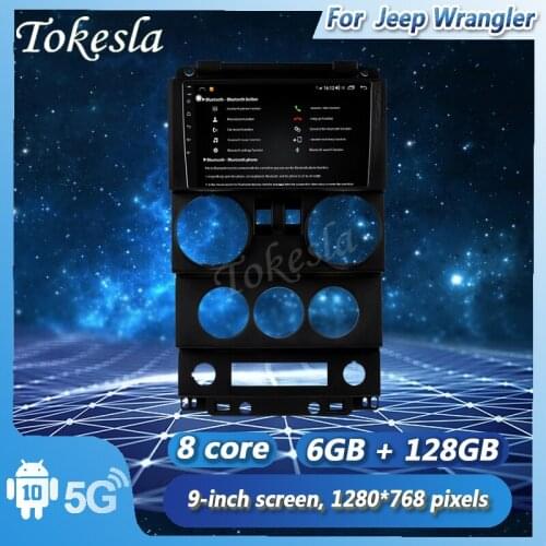 Tokesla Android 11 Car Radio Audio GPS MP5 Intelligent Touch Central Multimedia Screen System Mp3 For Jeep Wrangler 2008-2010
