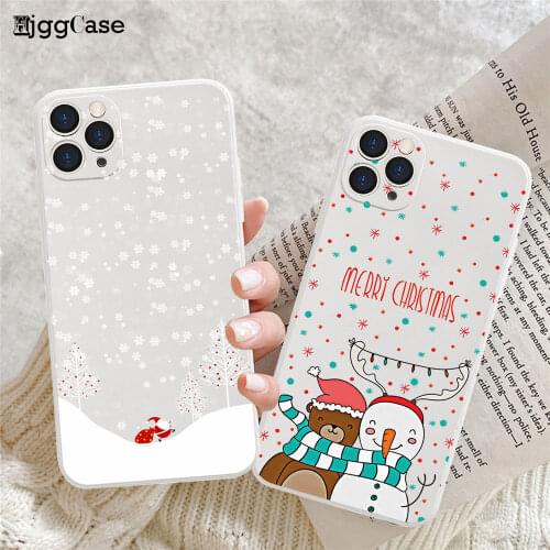 Merry Christmas White Soft Phone Case For iPhone 11 12 Pro Max XR XS 12mini 8 6 7 Plus Santa Claus Christmas Tree Elk Cover