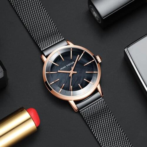 MINI FOCUS Women Watches Casual Fashion Ladies Dress Waterproof Quartz Wristwatch Reloj Mujer Steel Mesh Belt Clock Montre Femme