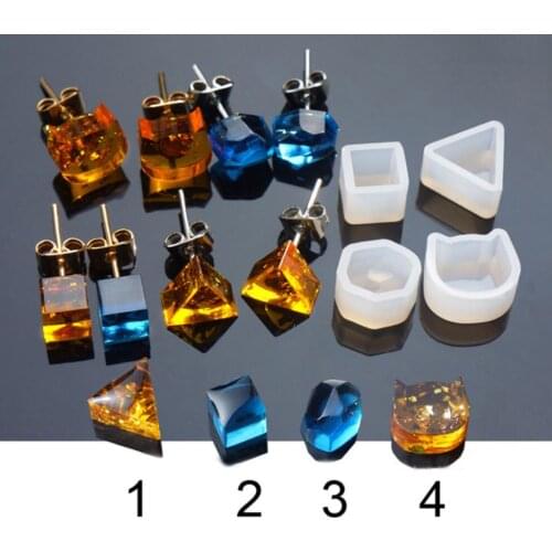 4pair/lot 4 Shapes Silicone Casting Resin Mold For DIY Resin Jewelry Earrings Silicone Casting Mold Tools For Clay Epoxy Resin