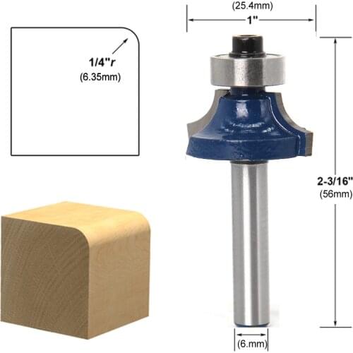 6 Shank rounded knives woodworking milling cutters Woodworking tools Round Over bit Beading Edging Router Bits