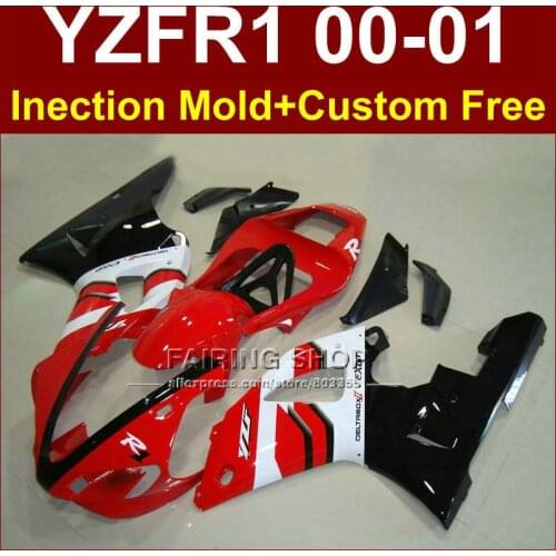 Black red motorcycle bodywork for YAMAHA YZFR1 2000 2001 fairing kit YZFR1 YZF R1 YZF1000 YZF 1000 00 01 fairings kit+7gifts