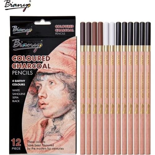 Gift Box 12 Pieces Of 4 Colors Carbon Painting Lapices Chalk Sketch Pencil Pen Refill For School Girls Stationery White