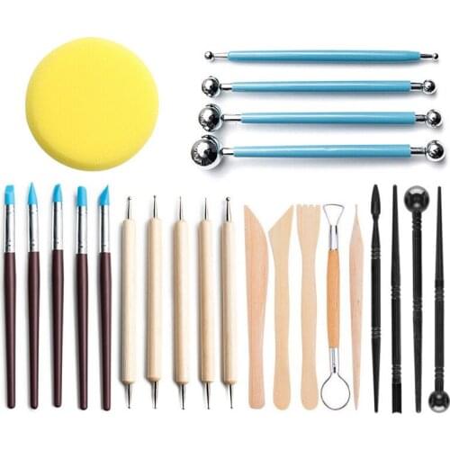 24PCS Ceramic Clay Tools Set Polymer Clay Tools Pottery Tools Set Wooden Pottery Sculpting Clay Cleaning Tool Set tool sculpture