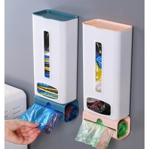 Kitchen Wall Hanging Garbage Box Punch-free Sorting Storage Bag Plastic Portable Storing Rack Kitchen Accessories Storage Boxes
