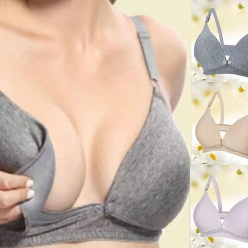 Pregnant Women Soild Color Underwear During Pregnancy Thin Breastfeeding Underwear Nursing Bra No Rims Front Button Nursing Bras