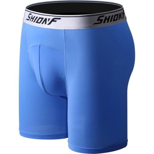 New Seamless Men Boxer Shorts Ice Silk Long Boxer Cueca Homme Sexy Knicker Penis Pouch Mid-rise Mens Underwear Male Underpants