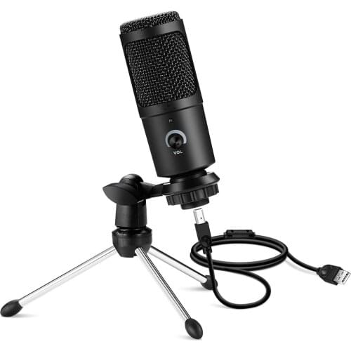 Professional USB Microphone Metal Condenser Recording Microphone for Laptop Computer Recording Studio Singing Gaming Streaming