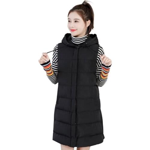 Down Cotton Waistcoat Female Autumn Winter 2020 New Womens Korean Style Slim Mid-Length Versatile Cotton Vest Ladies Tops Q377