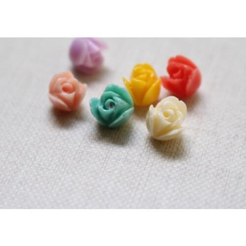 Multi-Color Cabochon Artificial Coral Tulips Flower Beads 20pcs/Lot 7mm Fashion Beads for Jewelry making DIY accessoires