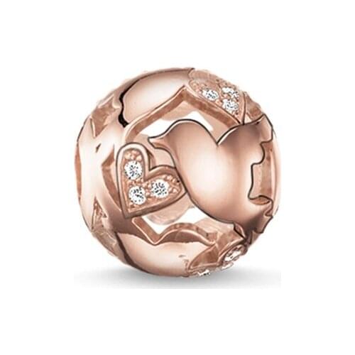 Rose Gold Color Love Birds Karma Beads Thomas Style DIY Bead 925 Sterling Silver Ts Jewelry Gift Fit Bracelet Necklace for Women