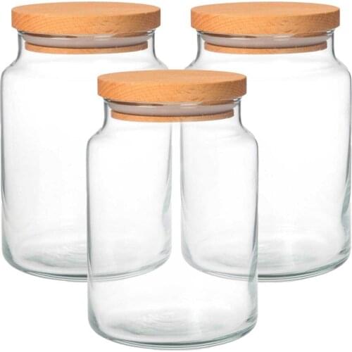 Sampurchase 3'lü Wooden Lid Jar Large Size