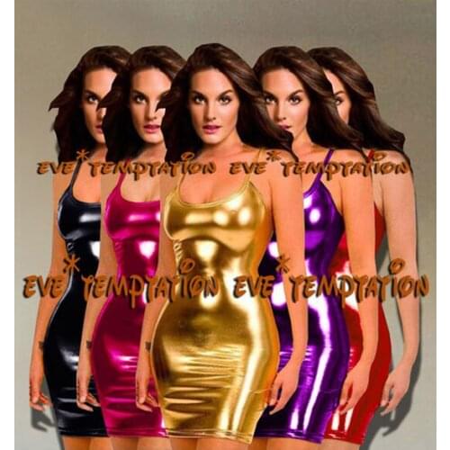 Sexy glisten Metallic PVC FAUX LEATHER Underwear Babydoll Lingerie underwear Stripper Party nightclub Skirt Chemises A180