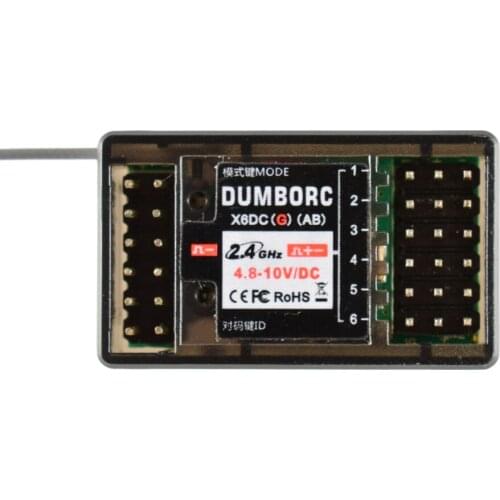New Arrival DUMBORC X6DCG 2.4G 6CH Light Servo and Motor Control Receiver with Gyro for X6 Transmitter RC Car Boat Transmitter