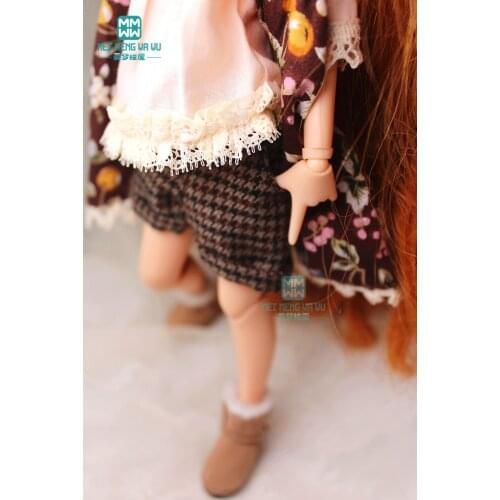 1/6 28-30cm blyth Azone fashion cuffed plaid shorts T-shirt thread socks