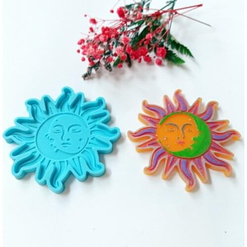 Silicone Molds Sun Moon Coaster Epoxy Molds Resin Casting Molds for Craft Making Agate Slice Coasters Cup Mats A0NF