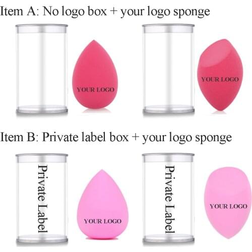 100pcs Custom LOGO Makeup Sponge with Box OEM Beauti Blender Cosmetic Puff For Foundation Cream Make Up Blender Soft Wholesale