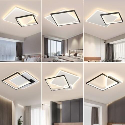 Light Fixture Bedroom Light Warm Creative Ceiling Light Simple Modern Square Energy-saving Room Light Geometric Study Balcony