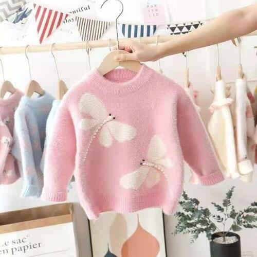 1 2 3 4 5 Years Toddler Girls Sweaters Autumn High Quality Dragonfly Sweaters for Girl Baby Kids Clothing Children Pullover New