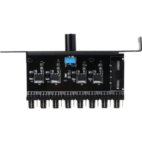 PC 8 Channels Fan Hub Cooling Fan Speed Controller for CPU Case HDD VGA PWM Fan PCI Bracket Power By 12V SATA/4Pin Fan Control