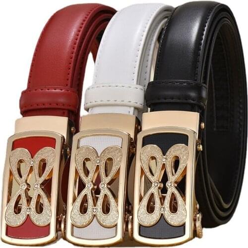 2021 new business/leisure/party all-match bowknot automatic buckle ladies leather pants belt women