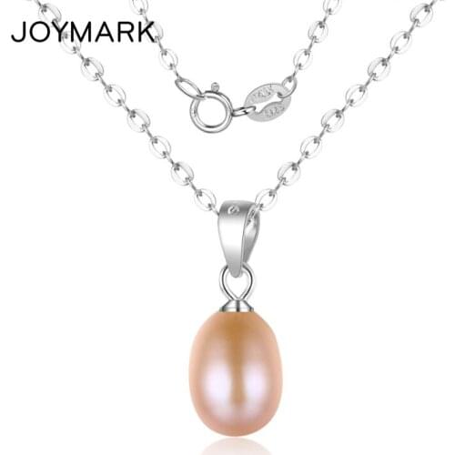 White Pink Black Purple Natural Freshwater Pearl Pendant Necklace 925 Sterling Silver Chain Necklace Women Simple Jewelry SND201