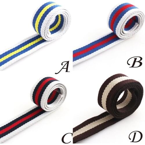 1 1/2 inches 6 Yards Striped Cotton Webbing Belt Webbing Lanyard Webbing nylon Ribbon Purse Straps Totes Belts Bag-38mm