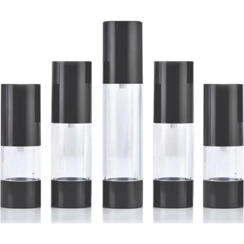 15~120ml Airless Bottle Black AS Vacuum Mist Spray Bottle Cosmetic Container Refill Emulsion Lotion Airless Pump Bottles 10pcs