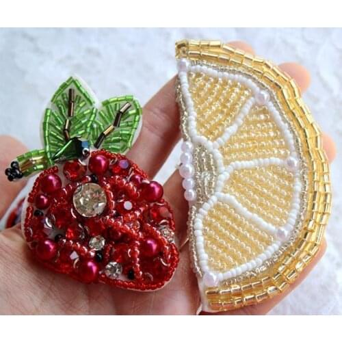 4Pcs Rhinestone Lemon Beaded Patch for Clothing Sewing on Beading Applique Clothes Shoes Bags Decoration Patch DIY Apparel