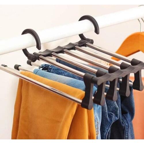 5 in 1 Hangers for clothes Multifunction Clothes hanger Storage Shelves Stainless Multifunction Pant Rack wardrobe organizer