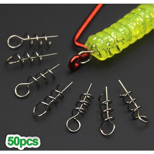 50 Pcs/Pack Soft Bait Spring Lock Pin Crank Hook Connector Fixed Latch Pins Fishing Accessories Tackle YS-BUY