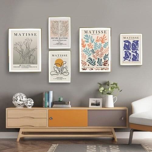 Abstract Blue Nude Tree Flower Line Art Henri Matisse Exhibition Poster Canvas Painting Cutouts Print Wall Pictures Home Decor