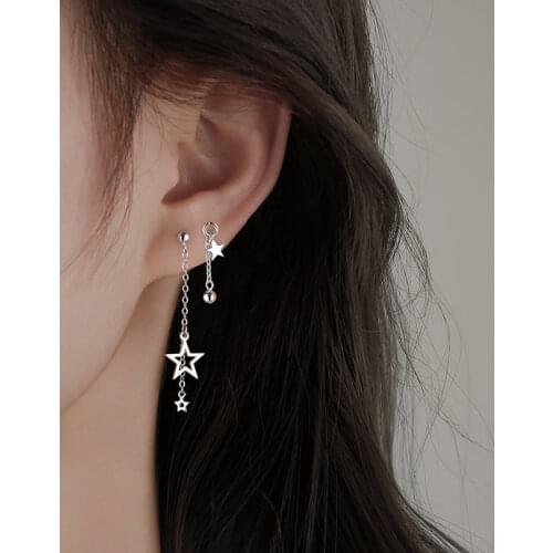 ZRHUA 925 Sterling Silver Earrings Long Chain Drop Jewelry Paved Full Zircon Hollow Round Brincos For Women Female Best Gifts